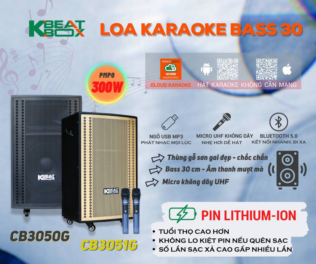Loa kéo Karaoke CB-3050G ( 3 Tấc )